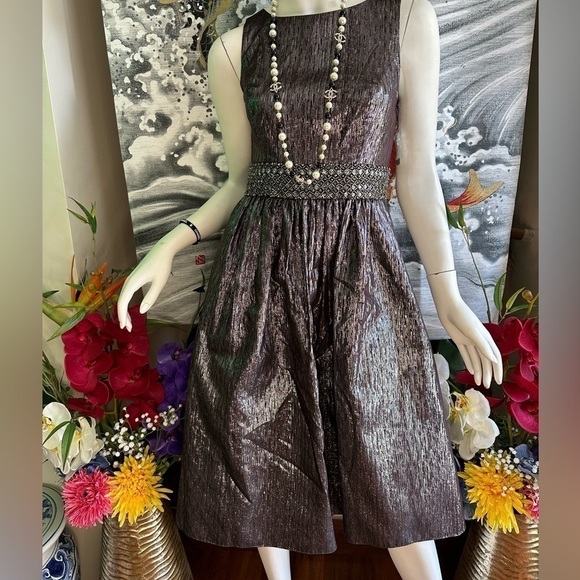 Badgley MISCHKA EMBEDDED SILVER JEWEL MIDI DRESS SIZE 2 - Picture 2 of 6